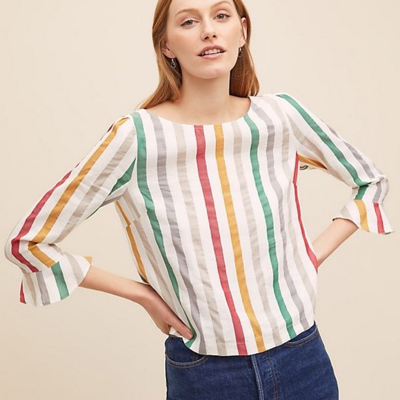 Anthropologie Tops - ANTHRO Summer Striped Linen Mix by Seen Worn Kept